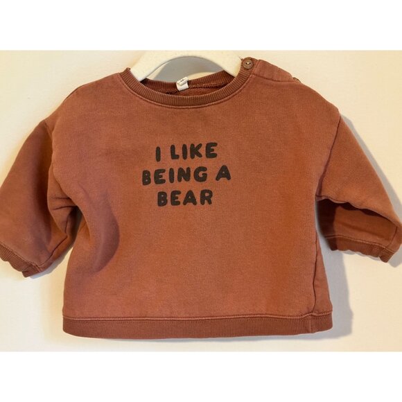I Like Being A Bear Baby Sweatshirt 6-12M ONZ Cotton Blend Brown - Picture 1 of 5